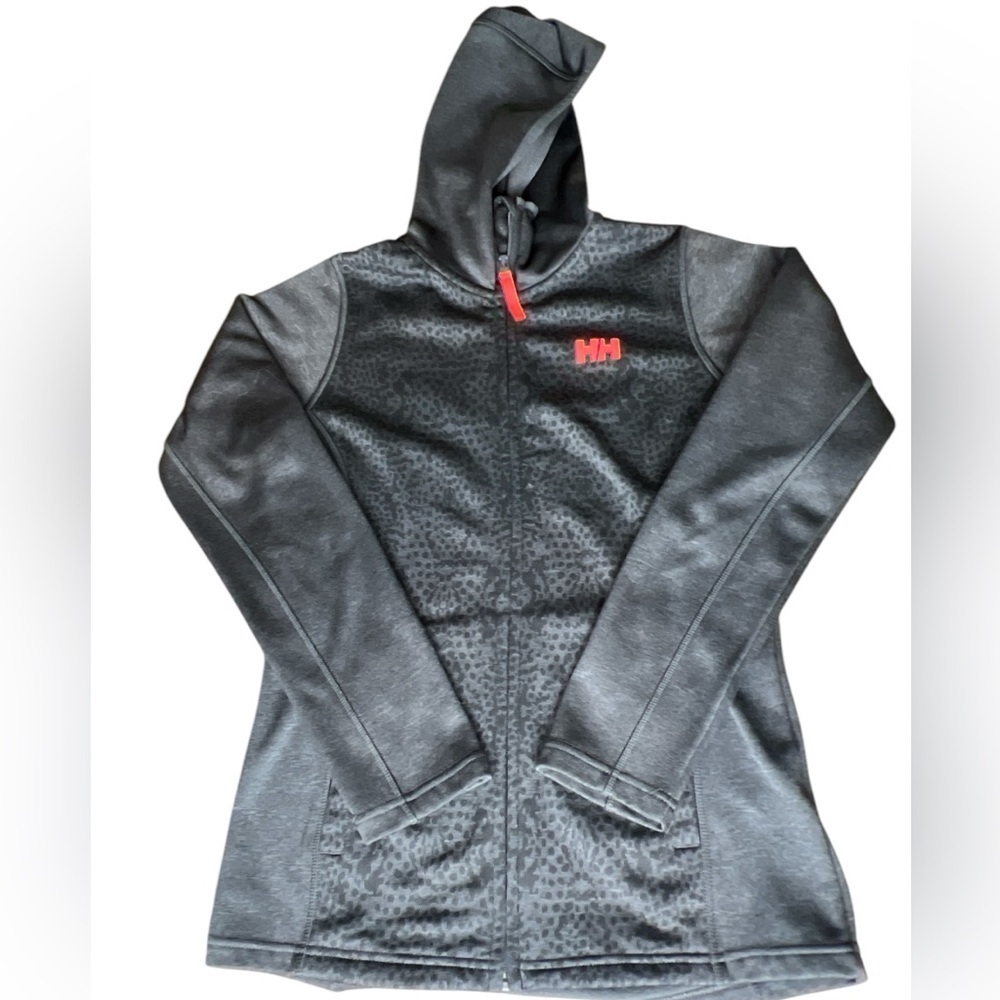 Helly Hansen Women’s XS Black Grey Leopard Print Full Zip Hoodie Jacket